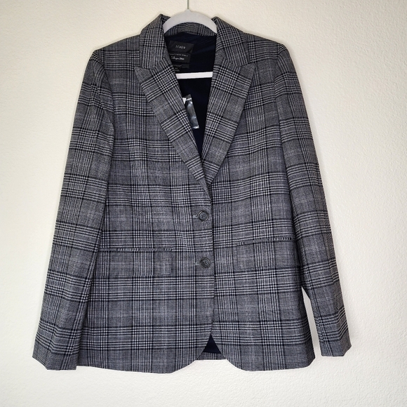 J Crew Plaid Sommerset Italian Wool Stretch Blazer Jacket 8T NWT - Picture 2 of 7